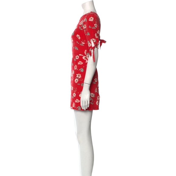 Intermix Silk Mini Dress Floral Red Size: XS | US 0 - Picture 2 of 3